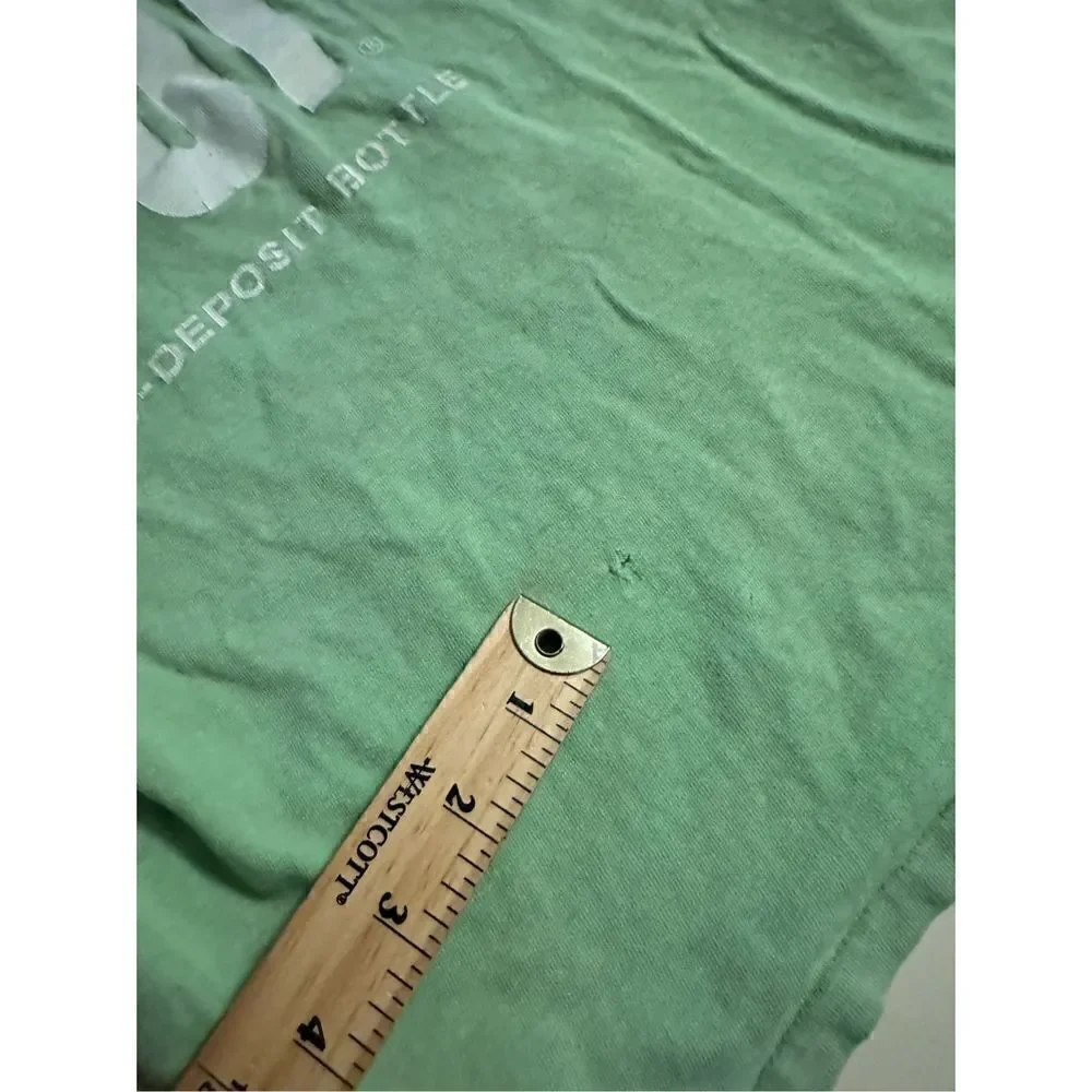 Vintage 7 Up Youth XL Green Graphic Shirt Single Stitch USA made repaired Artex